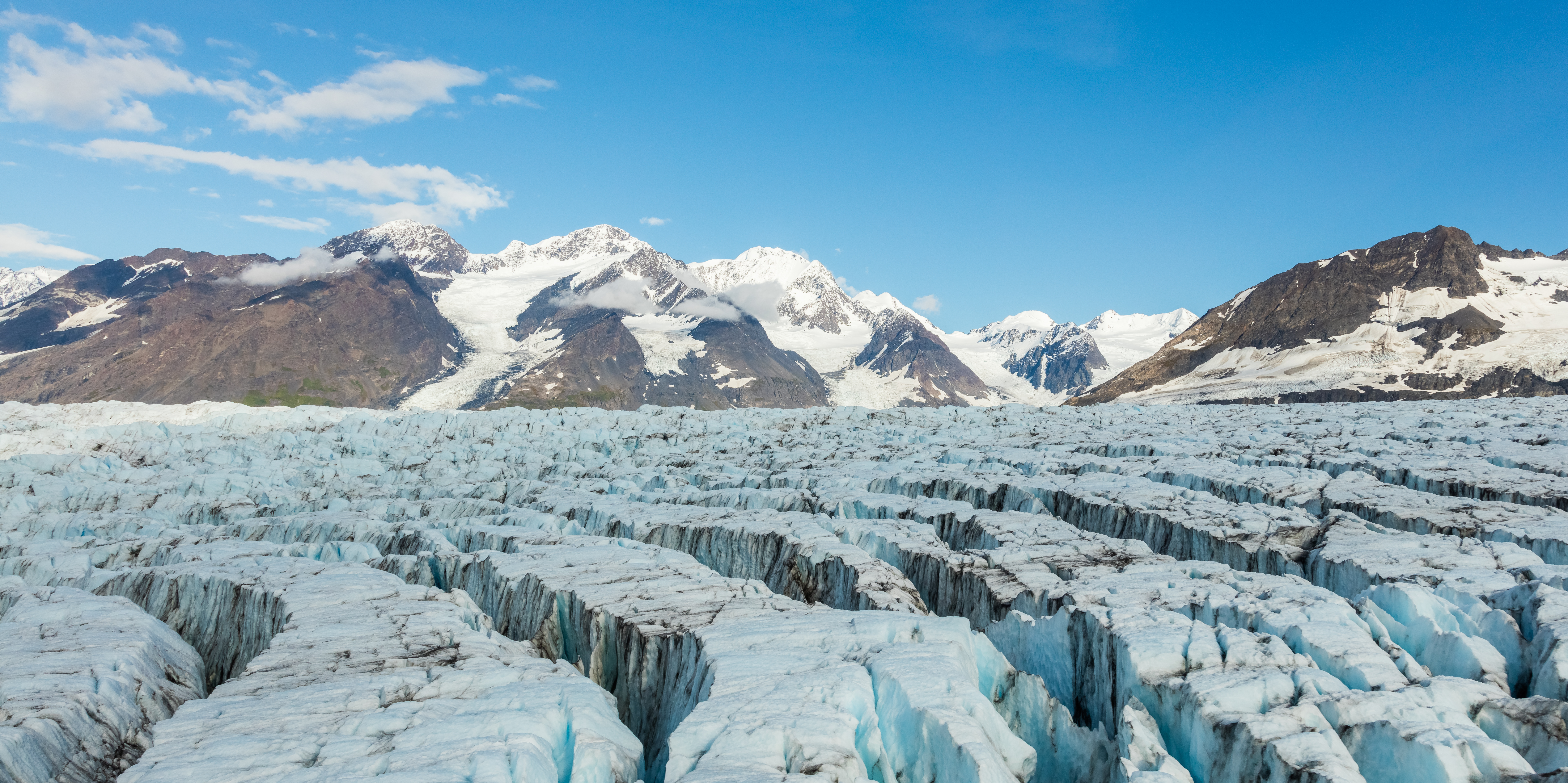 View of Colony Glacier from the top in Chugach State Park, Alaska, United States.