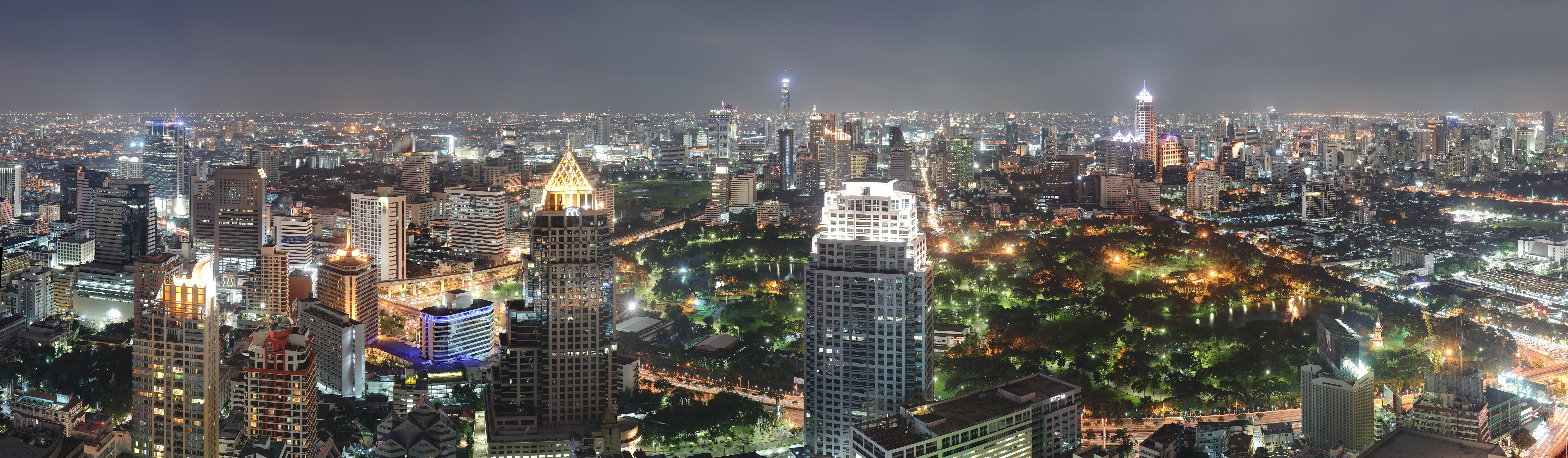 Bangkok at night as seen from the top of the Banyan Tree Hotel.