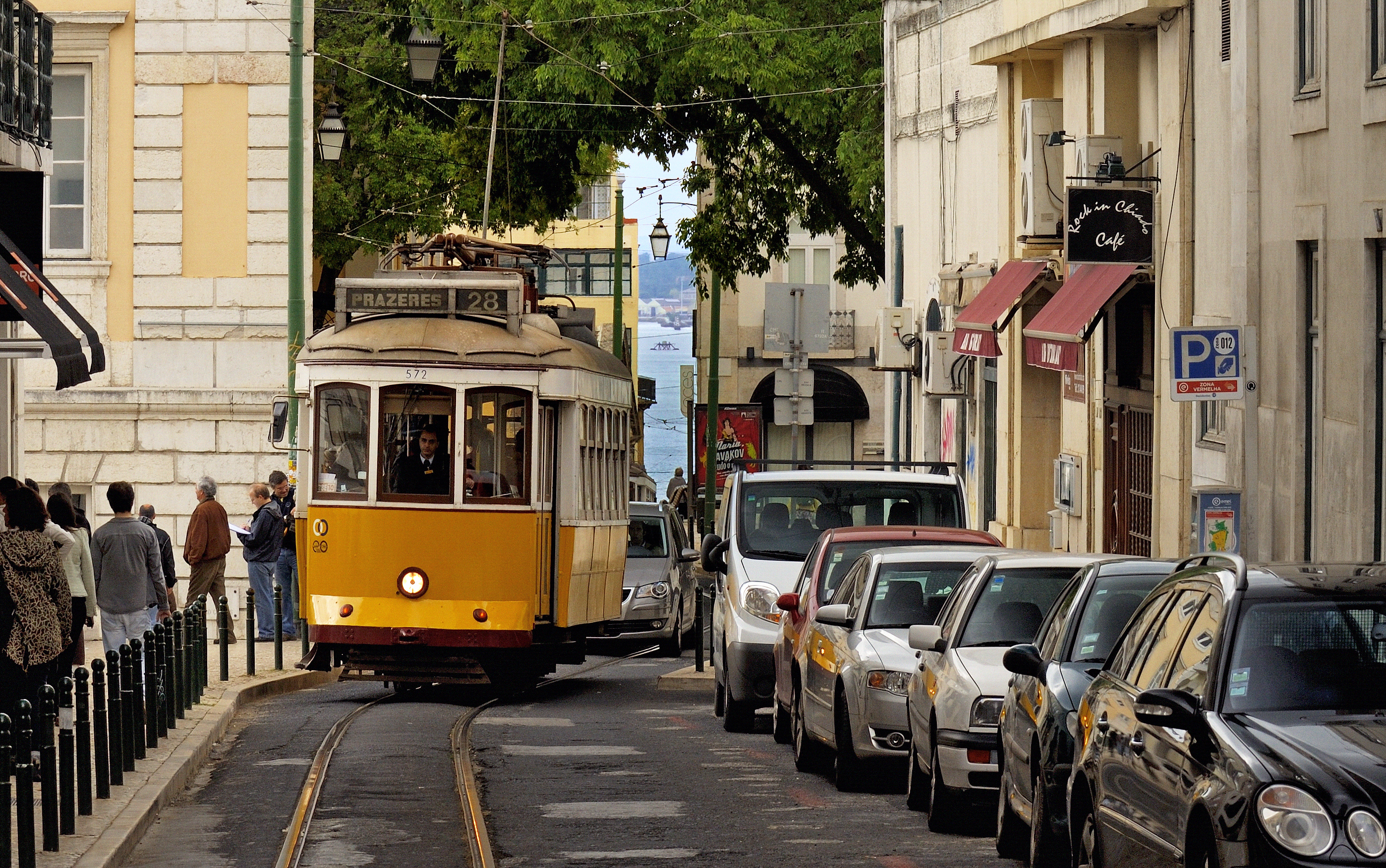 Tram 28 in Lisbon, Portugal.