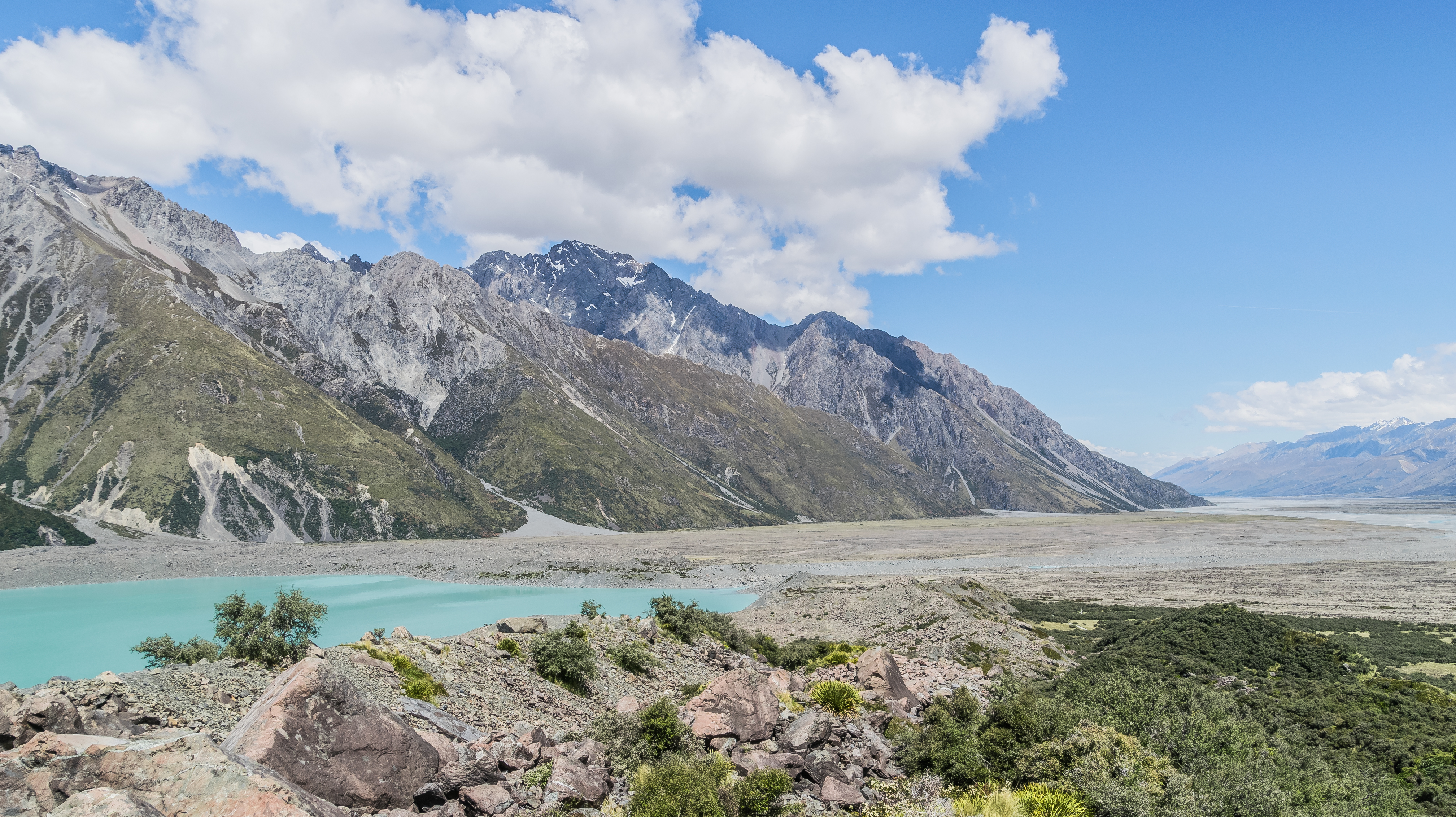 Valley of the Tasman River in Aoraki/Mount Cook National Park, South Island, New Zealand.