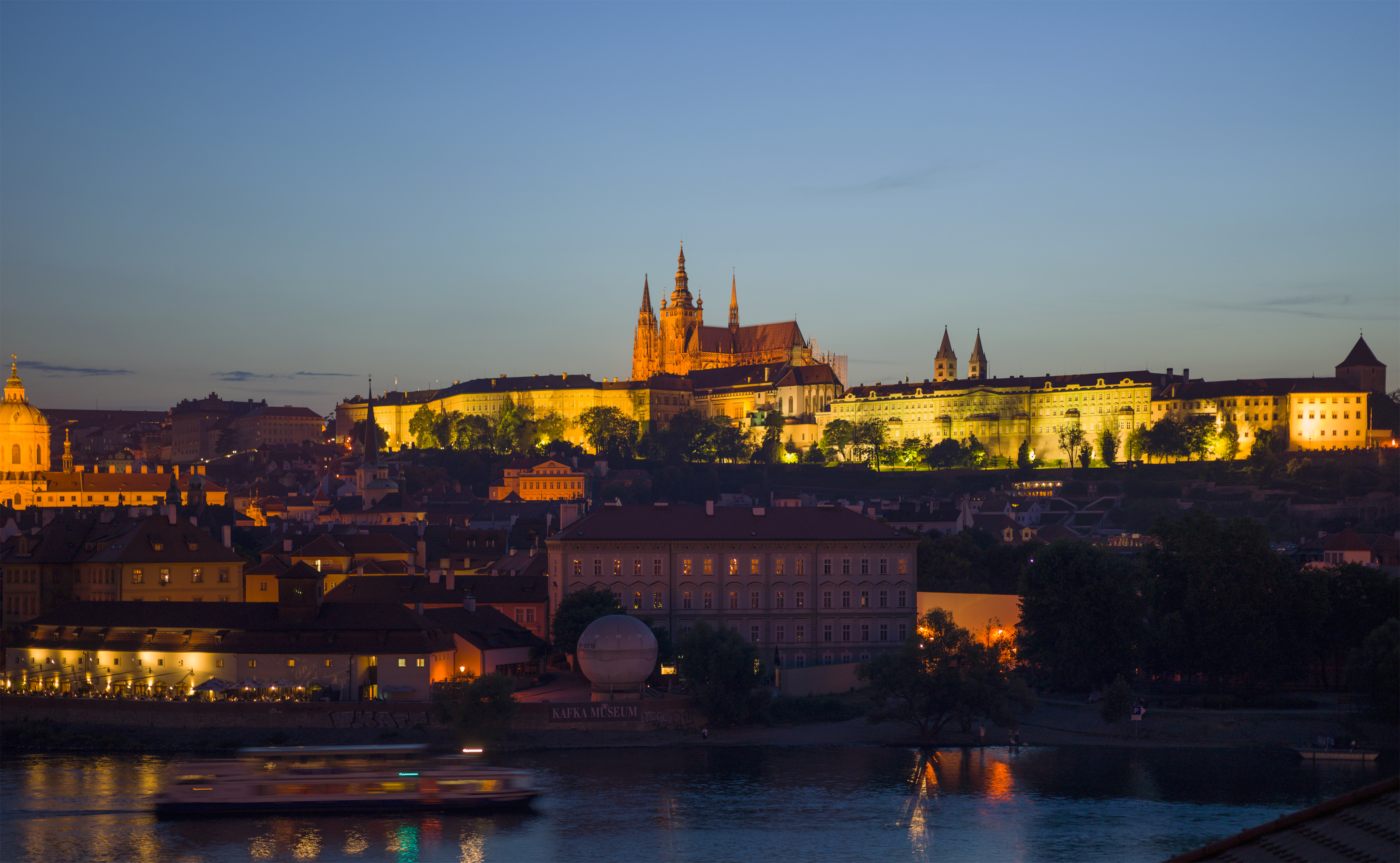 Prague Castle at dusk.