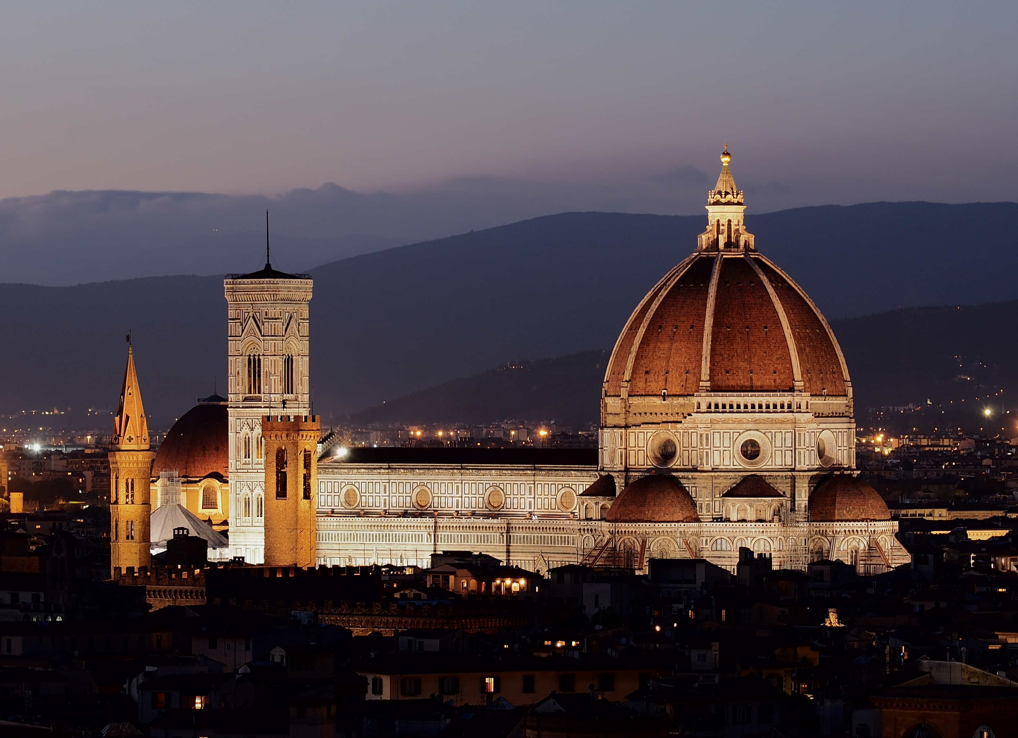 The Florence Duomo as seen from Michelangelo Hill, Tuscany, Italy.